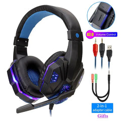 Cuffie da gioco con microfono e luce LED per PC portatile Computer cellulare PS4 Xbox Cuffie da gioco per PC stereo cablate da 3,5 mm Regali HASHTAG