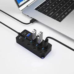 HUB USB 3.0 4-en-1, rupartiteur USB 2.0, multiporta Adaptateur, Interrupteur D'alimentation independant, Rallonge De C?ble De 3 HASHTAG