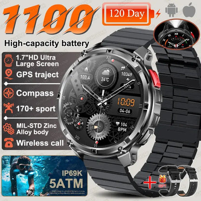 2026 Nuovo T-Rex3 Pro 1100mAh Batteria Astuto Della Vigilanza GPS percorso 5ATM Impermeabile Sport Run tracker All&