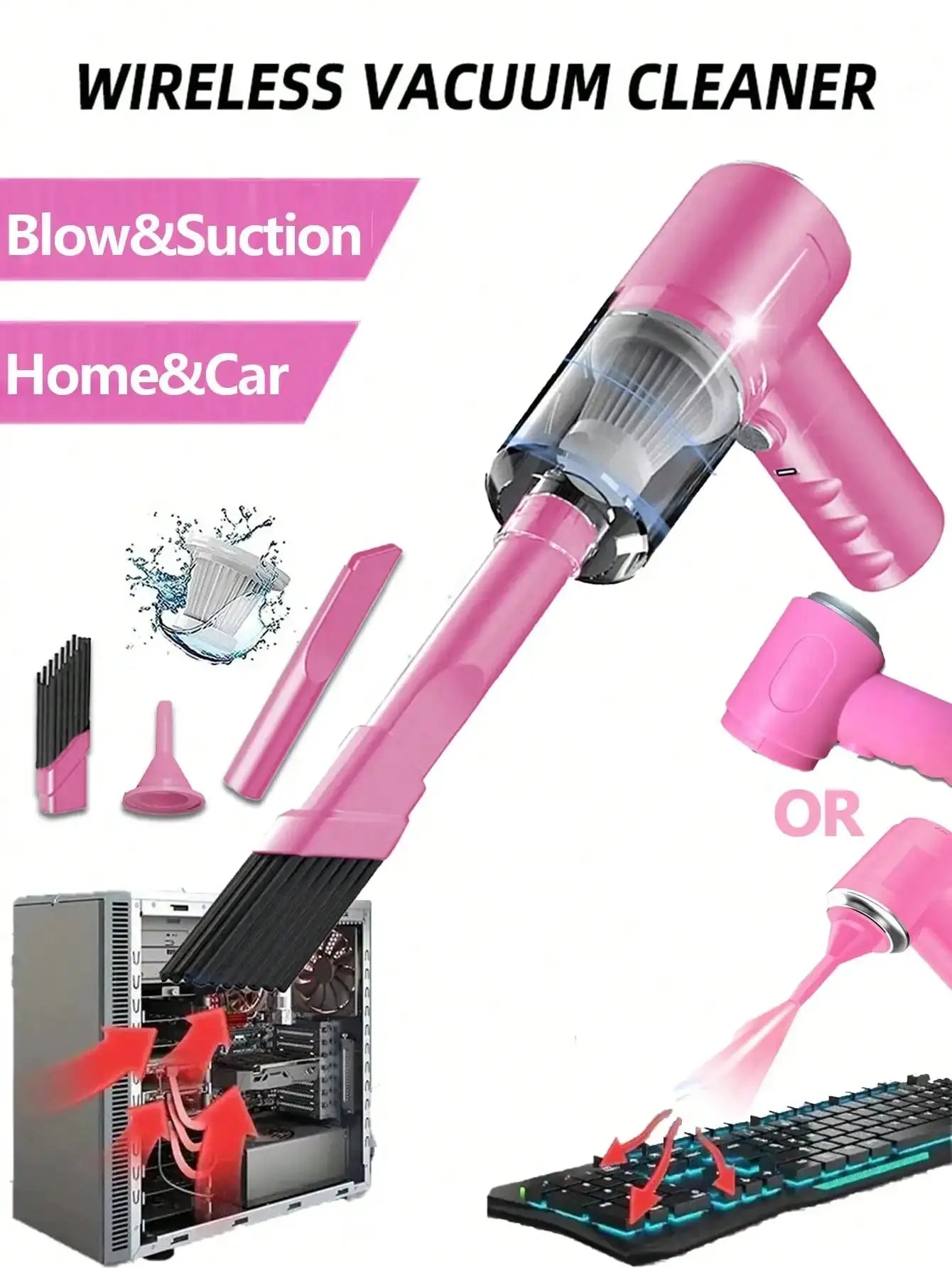 Aspirapolvere combinato 3 in 1 con aspirazione e soffiaggio integrati, ricarica USB, aspirapolvere per piccole auto - My Hashtag Shop