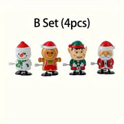 3 sets of wind-up Christmas gifts for the holiday season: moving Santa Claus, snowman and a reindeer in your hands. HASHTAG