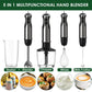 Wancle Frullatore a immersione 5 in 1 Frullatore elettrico portatile da 1000 W per frullati da cucina Frusta per uova Robot da cucina Spina UE/Regno Unito
