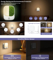 Luce notturna a LED intelligente con sensore, luminosità regolabile, adatta per camera da letto, bagno, corridoio, scala, cucina-Plug-in HASHTAG
