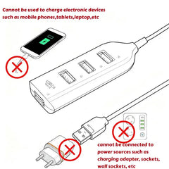 Hub USB ad alta velocità USB 2.0 a 4 porte con cavo Mini hub splitter USB Utilizzare adattatore di alimentazione Presa multipla per PC portatile Notebook HASHTAG