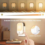 Luce notturna a LED intelligente con sensore, luminosità regolabile, adatta per camera da letto, bagno, corridoio, scala, cucina-Plug-in HASHTAG