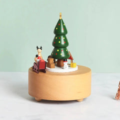 Christmas Gifts Wholesale Logo Engraved Mechanical Wind-Up Carousel Rotating Ballerina Wooden Music Box for Gift HASHTAG