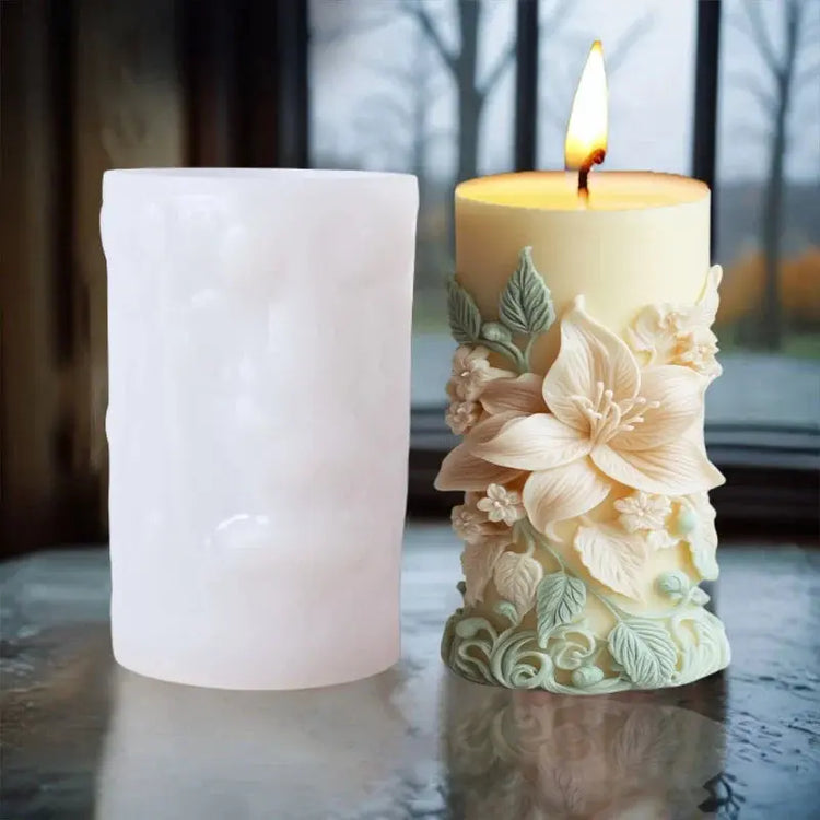 Silicone Mold Flower Lavender Gypsum Cylindrical Candle Making Liebe - Making Life Easier