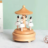 Christmas Gifts Wholesale Logo Engraved Mechanical Wind-Up Carousel Rotating Ballerina Wooden Music Box for Gift HASHTAG