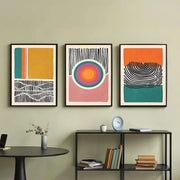 Set di 3 blocchi di colore Poster Forme astratte Illustrazioni Arte moderna della parete della metà del secolo Boho Soggiorno Decorazioni per la casa HASHTAG