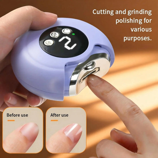 Tagliaunghie elettrico automatico 2 in 1 per molatura e lucidatura, smerigliatrice per unghie portatile multifunzionale, strumento per manicure elettrico