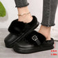 Thick Bottom Furry Clogs Women 2025 Winter Metal Buckle Waterproof Eva Plush Slippers Liebe - Making Life Easier