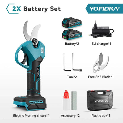 Forbici elettriche per potatura YOFIDRA 30mm senza spazzole, 2 velocità, senza fili, per potatura alberi, compatibili con batteria Makita 21V.
