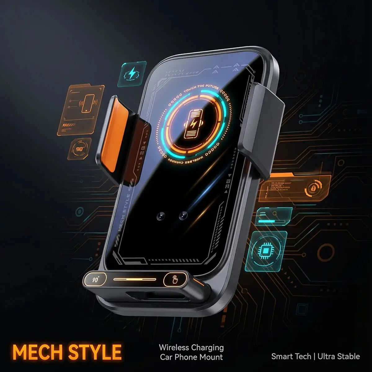 Caricatore per telefono per auto Supporto per telefono Caricatore wireless e cablato da 15 W Rilevamento automatico Rilascio e rotazione con un solo tocco Certificato Qi FCC ROHS - My Hashtag Shop
