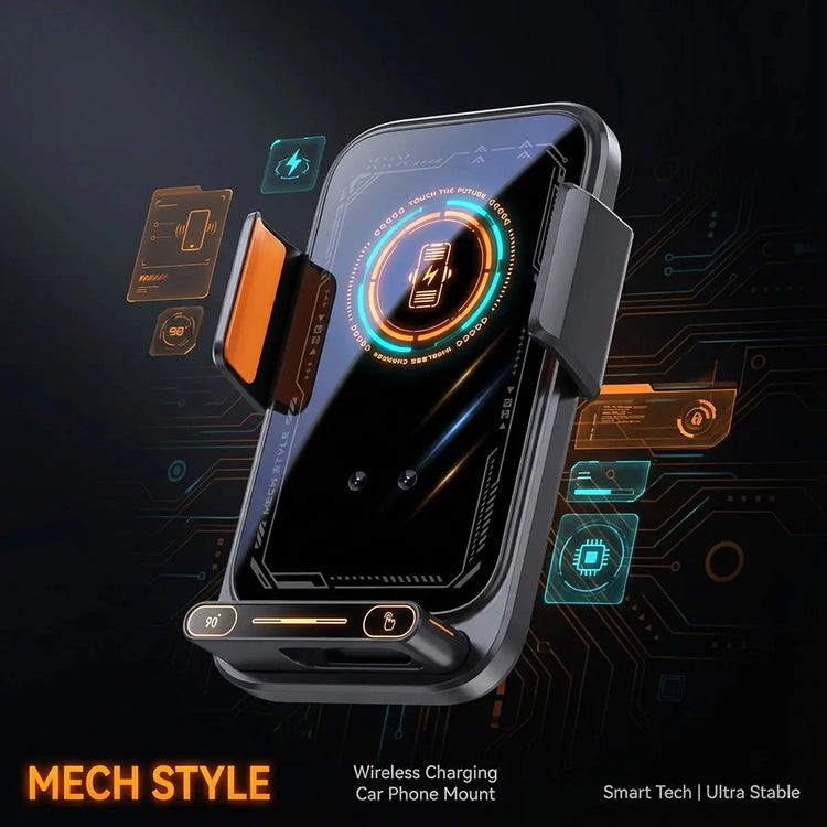 Caricatore per telefono per auto Supporto per telefono Caricatore wireless e cablato da 15 W Rilevamento automatico Rilascio e rotazione con un solo tocco Certificato Qi FCC ROHS - My Hashtag Shop