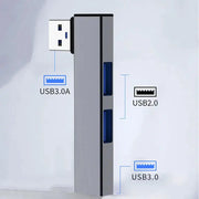 Hub USB, hub USB in alluminio a 3 porte con porta USB 2.0 e porta USB 3.0, splitter USB, prolunga USB per laptop, PC, unità flash, HDD HASHTAG