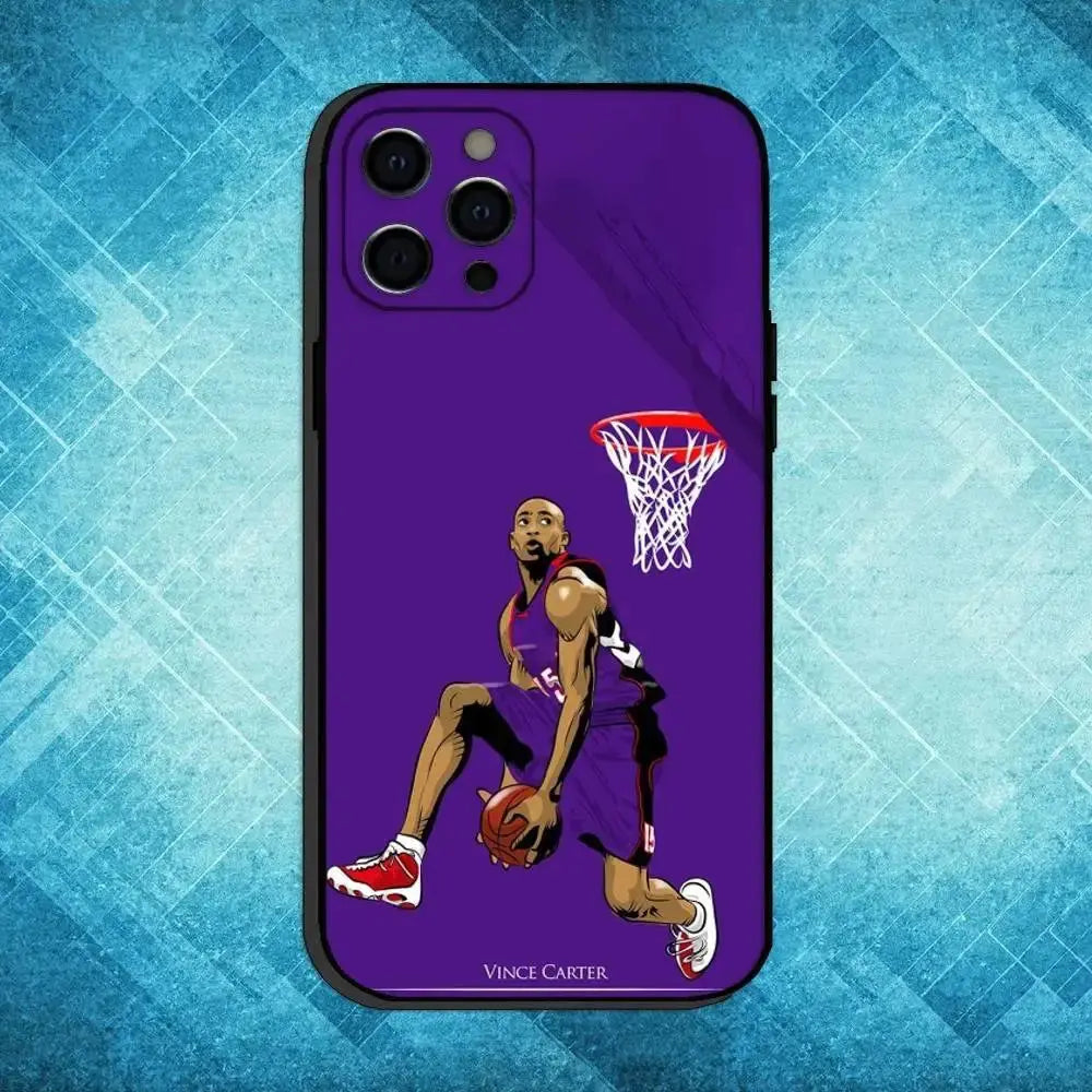 Custodia per telefono Basket V-Vince C-Carter 15 per iPhone17,16,15,14,13,12,11 Plus,Pro Max Cover morbida nera - My Hashtag Shop