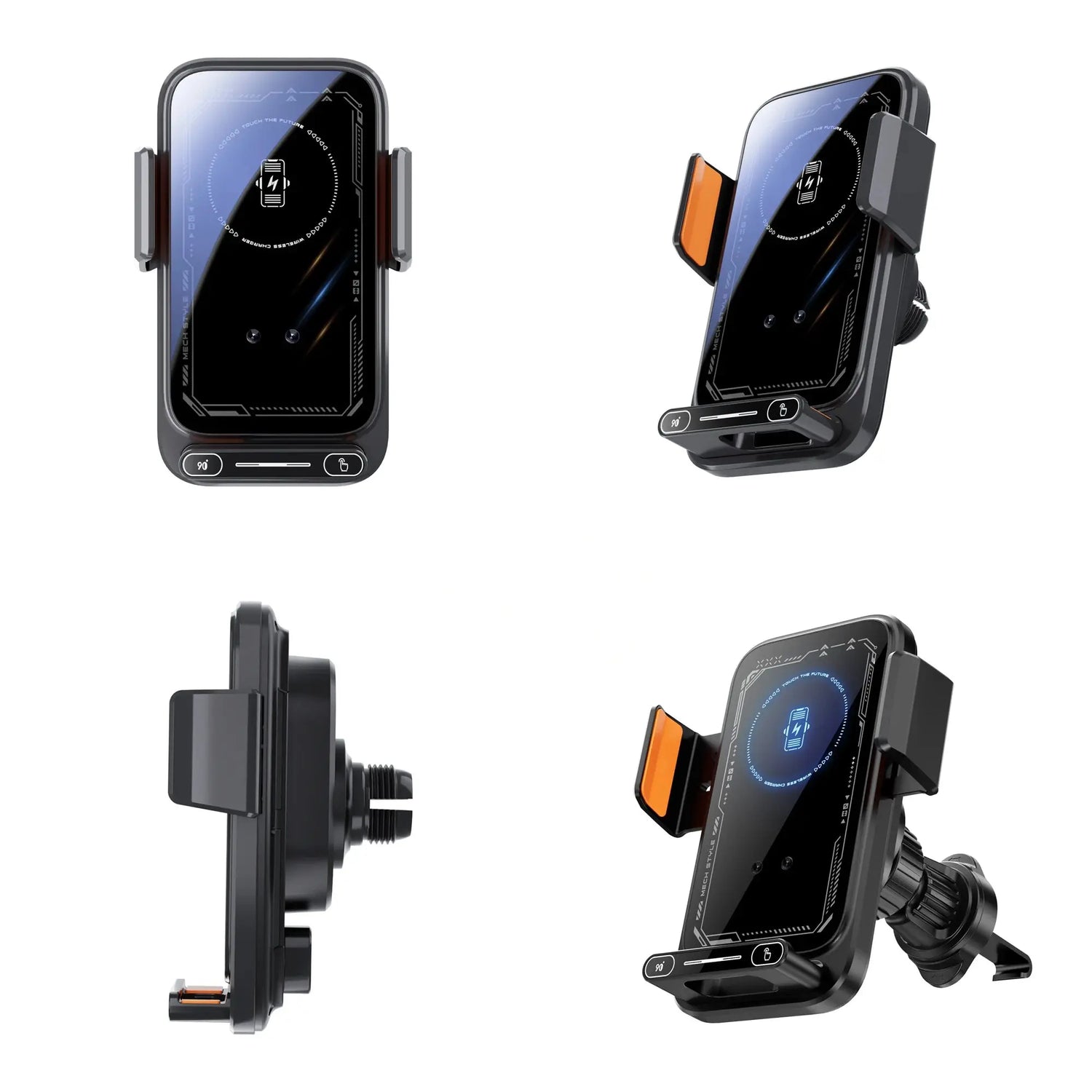 Caricatore per telefono per auto Supporto per telefono Caricatore wireless e cablato da 15 W Rilevamento automatico Rilascio e rotazione con un solo tocco Certificato Qi FCC ROHS - My Hashtag Shop