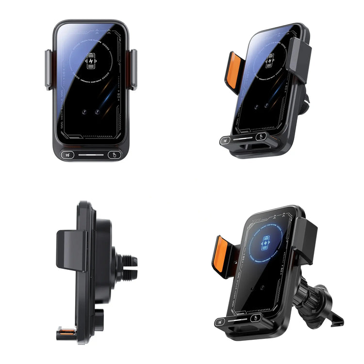 Caricatore per telefono per auto Supporto per telefono Caricatore wireless e cablato da 15 W Rilevamento automatico Rilascio e rotazione con un solo tocco Certificato Qi FCC ROHS - My Hashtag Shop