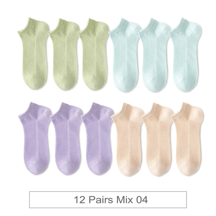 Woman Cotton Socks Short Thin Mesh Breathable Liebe - Making Life Easier