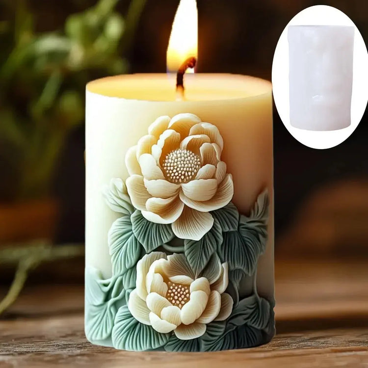Silicone Mold Flower Lavender Gypsum Cylindrical Candle Making Liebe - Making Life Easier