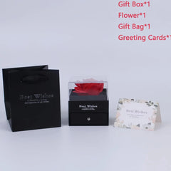 Holiday Gifts for Women Eternal Red Rose with Heart Necklace Flower Lipstick Gift for Mom Girlfriend Birthday from Daughter Sons HASHTAG