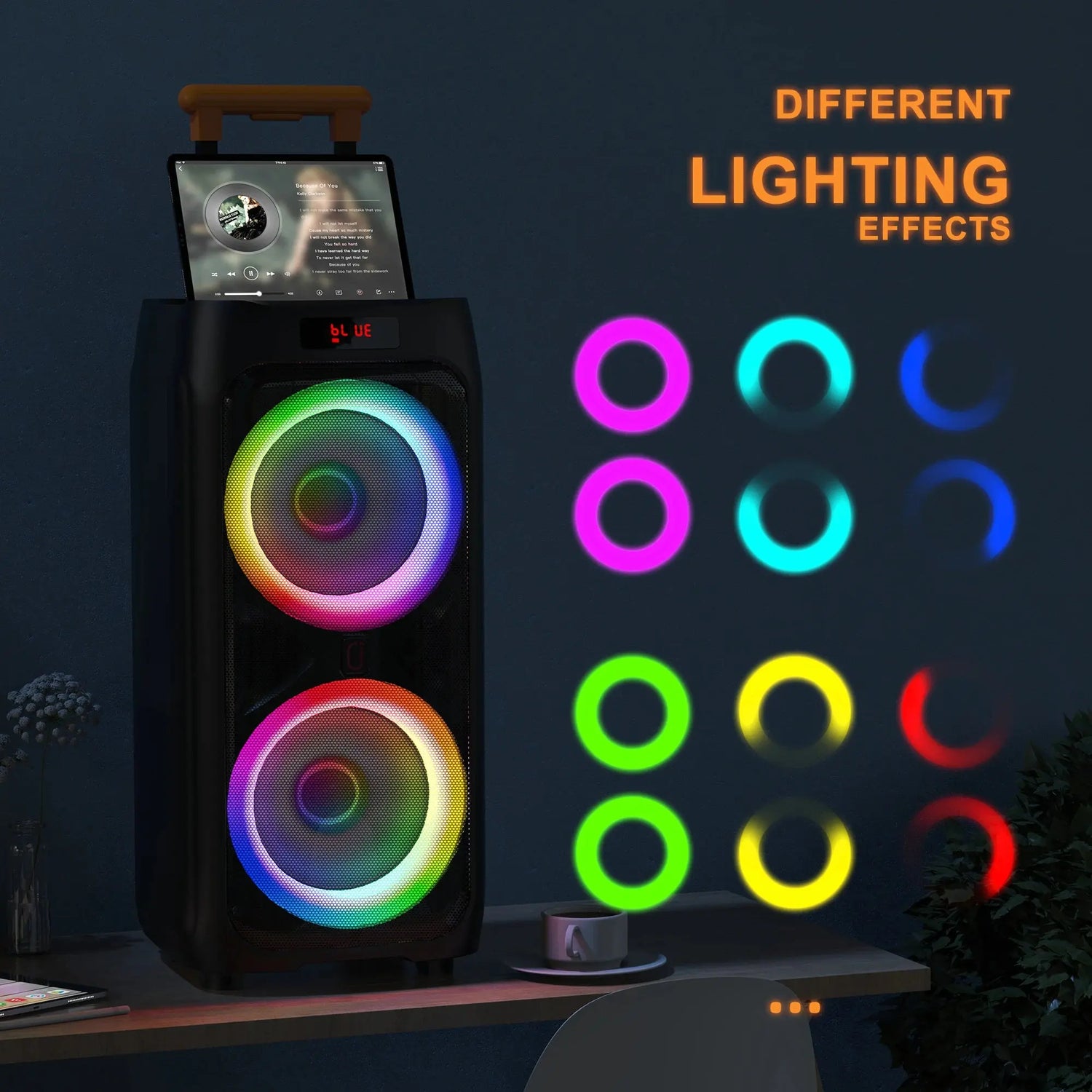 Macchina T9Karaoke con 2 microfoni wireless, altoparlante Bluetooth portatile per adulti e bambini, sistema PA per grandi feste con luci da discoteca - My Hashtag Shop