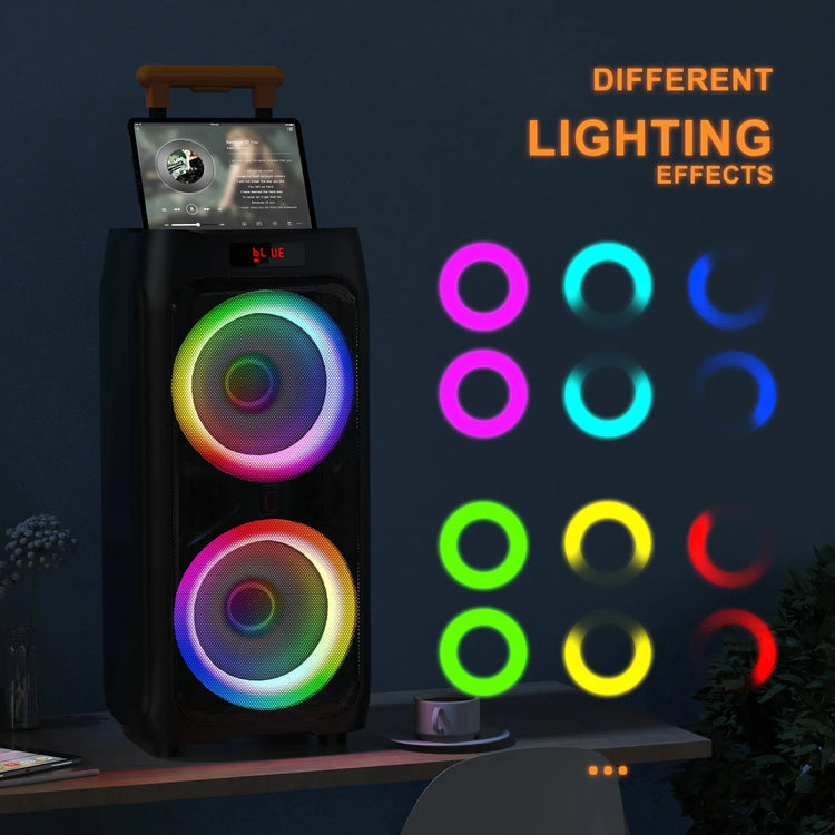 Macchina T9Karaoke con 2 microfoni wireless, altoparlante Bluetooth portatile per adulti e bambini, sistema PA per grandi feste con luci da discoteca - My Hashtag Shop