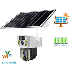 Telecamera di sicurezza solare 4K wireless esterna 360 °   PTZ AI Rilevamento umano IP66 Impermeabile 8000mAh HASHTAG