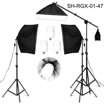 SH Kit di illuminazione Fotografia 50x70CM Softbox Sistema di illuminazione professionale con lampadine fotografiche E27 Attrezzatura per studio fotografico - My Hashtag Shop
