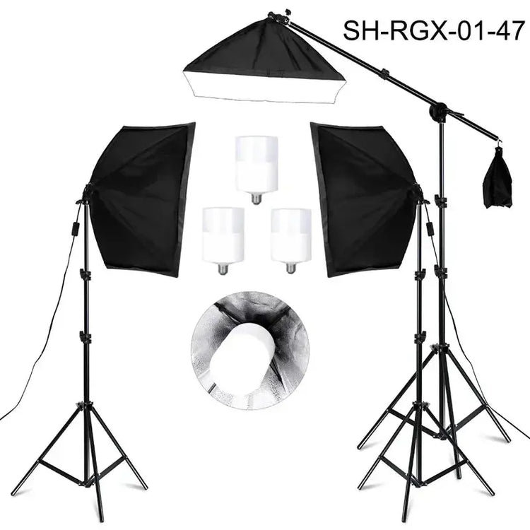 SH Kit di illuminazione Fotografia 50x70CM Softbox Sistema di illuminazione professionale con lampadine fotografiche E27 Attrezzatura per studio fotografico - My Hashtag Shop