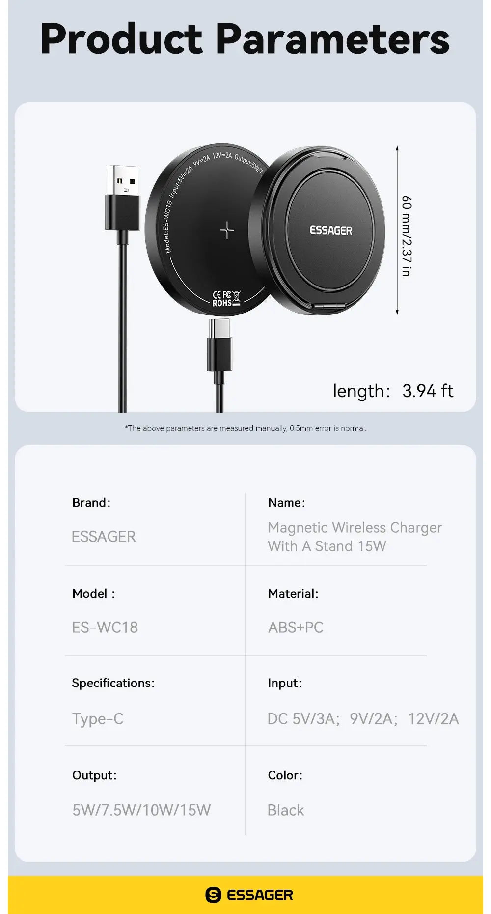 Caricabatterie wireless magnetico Essager con supporto 15W ricarica rapida per iPhone16 15 14 13Pro Max Airpods Mini caricabatterie per telefono wireless - My Hashtag Shop