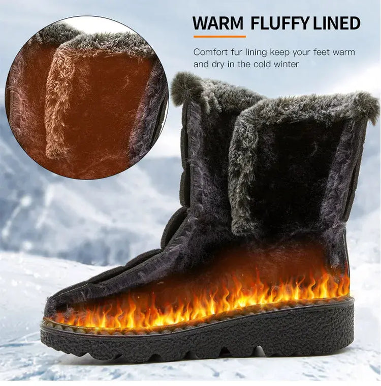 Woman Winter Boots Ankle Low Heels Botas Mujer Waterproof Snow Boots Liebe - Making Life Easier