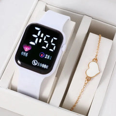 Orologio elettronico a LED orientato all'amore, orologio elettronico impermeabile quadrato da esterno alla moda e casual HASHTAG