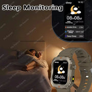 Orologio intelligente da uomo Bluetooth chiamata sonno frequenza cardiaca monitor sanitario torcia a LED esterna orologio sportivo impermeabile per Android IOS HASHTAG