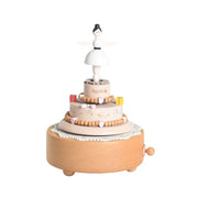 Christmas Gifts Wholesale Logo Engraved Mechanical Wind-Up Carousel Rotating Ballerina Wooden Music Box for Gift HASHTAG