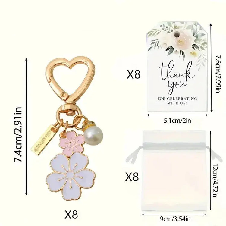 Bridesmaid Gift Flower Heart Keychain With Thank You Cards Liebe - Making Life Easier