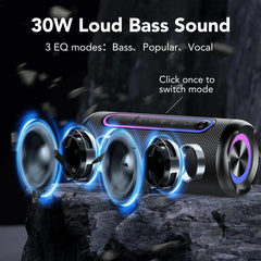 Altoparlanti Bluetooth, altoparlante wireless portatile con suono stereo ad alto volume da 30 W, BT5.4, impermeabile IP7, riproduzione 24 ore su 24, altoparlante portatile HASHTAG