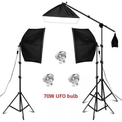 SH Kit di illuminazione Fotografia 50x70CM Softbox Sistema di illuminazione professionale con lampadine fotografiche E27 Attrezzatura per studio fotografico - My Hashtag Shop