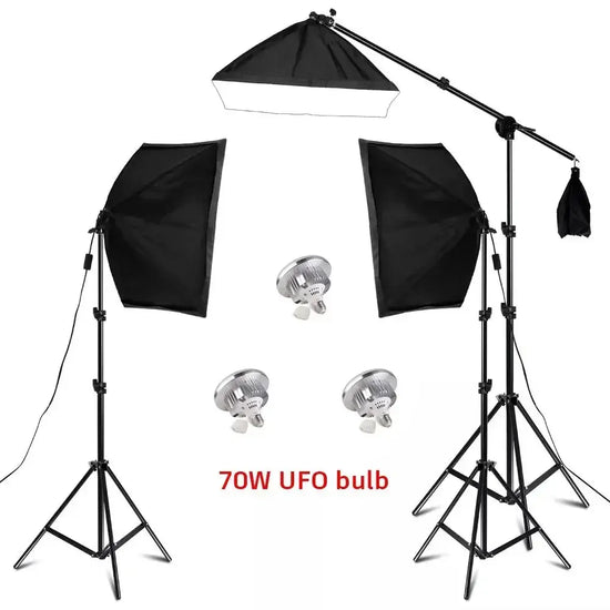SH Kit di illuminazione Fotografia 50x70CM Softbox Sistema di illuminazione professionale con lampadine fotografiche E27 Attrezzatura per studio fotografico - My Hashtag Shop