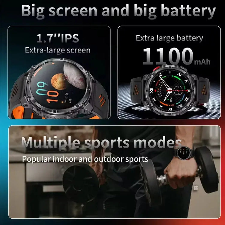Nuovo T-REX3 Ultra 1100mAh Batteria SmartWatch 10ATM GPS impermeabile Bussola Torcia 1.7 "AMOLED HD Chiamata Sport Smart Watch da uomo - My Hashtag Shop