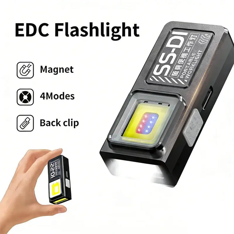 Potente mini torcia portachiavi LED COB USB C ricaricabile lampada da lavoro sospesa portachiavi impermeabile lampada da tasca da campeggio - My Hashtag Shop