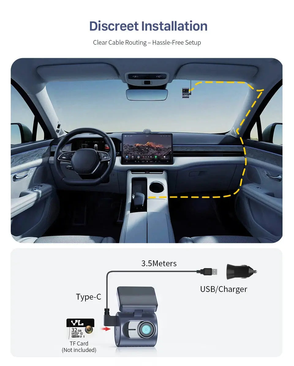 2K KAWA MINI 3 Pro Telecamere per Auto DVR Piccola Dash Cam 24 Parcheggio Auto Videoregistratore WiFi APP Controllo Vocale Dashcam per Auto - My Hashtag Shop