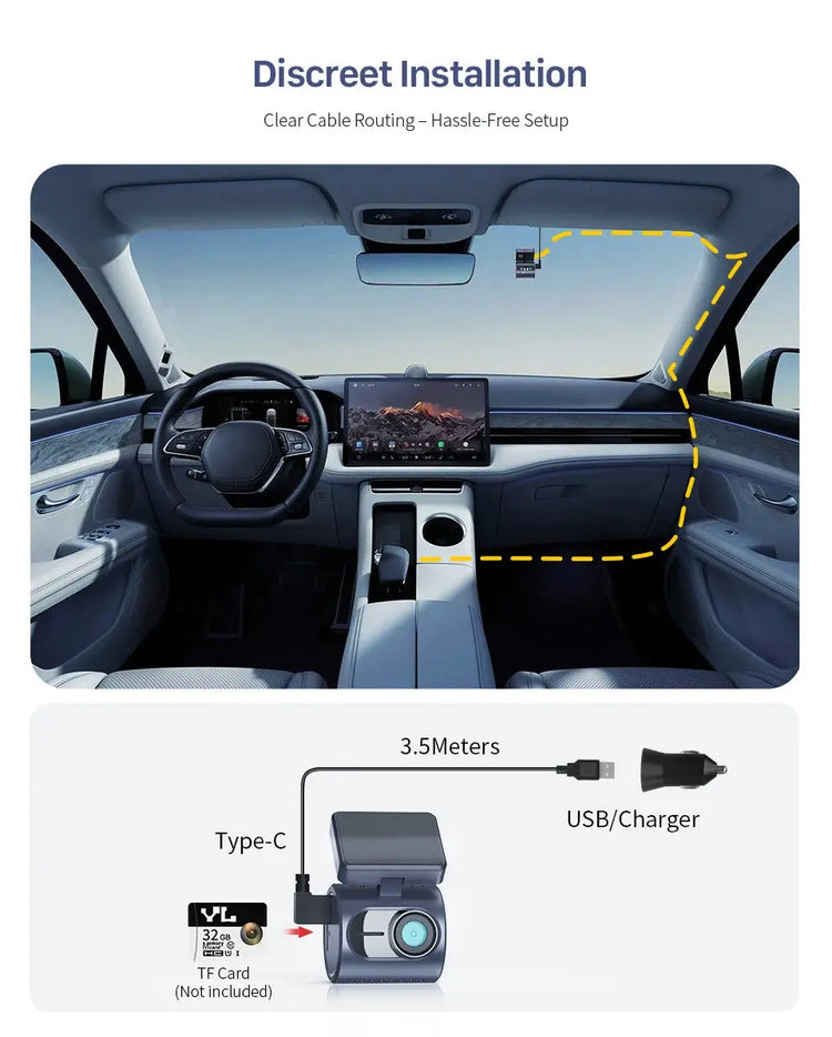 2K KAWA MINI 3 Pro Telecamere per Auto DVR Piccola Dash Cam 24 Parcheggio Auto Videoregistratore WiFi APP Controllo Vocale Dashcam per Auto - My Hashtag Shop
