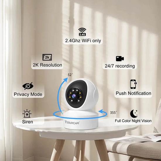 Telecamera di sicurezza interna Vstarcam per la casa 360 °   Copertura Visione notturna a colori Rilevazione movimento audio bidirezionale Personalizza la zona - My Hashtag Shop