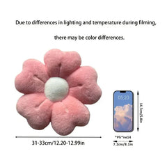 Morbido cuscino da tiro con fiori di margherita in peluche - Comodo cuscino decorativo per letto e divano, bianco/rosa, adorabile design floreale HASHTAG