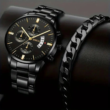 Orologio da uomo in acciaio inossidabile alla moda Orologio da polso al quarzo con calendario di lusso Orologi da uomo d&