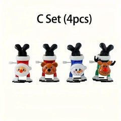 3 sets of wind-up Christmas gifts for the holiday season: moving Santa Claus, snowman and a reindeer in your hands. HASHTAG