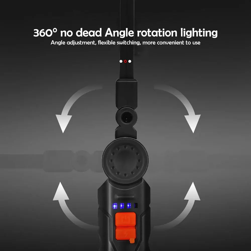 Luci da lavoro ricaricabili Torcia pieghevole a LED con base magnetica COB Light 360 ° Ruota il campeggio di emergenza del garage domestico di riparazione auto - My Hashtag Shop