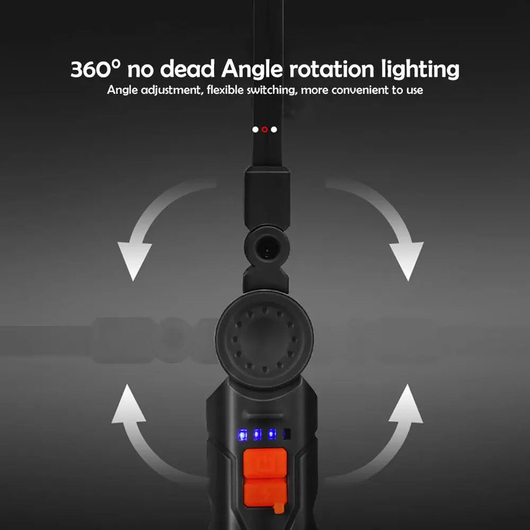 Luci da lavoro ricaricabili Torcia pieghevole a LED con base magnetica COB Light 360 ° Ruota il campeggio di emergenza del garage domestico di riparazione auto - My Hashtag Shop