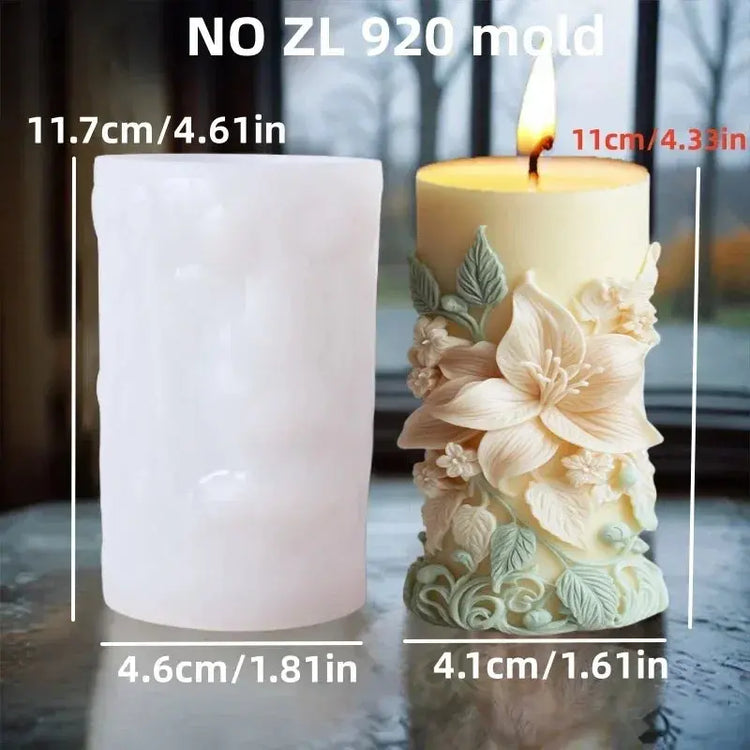 Silicone Mold Flower Lavender Gypsum Cylindrical Candle Making Liebe - Making Life Easier